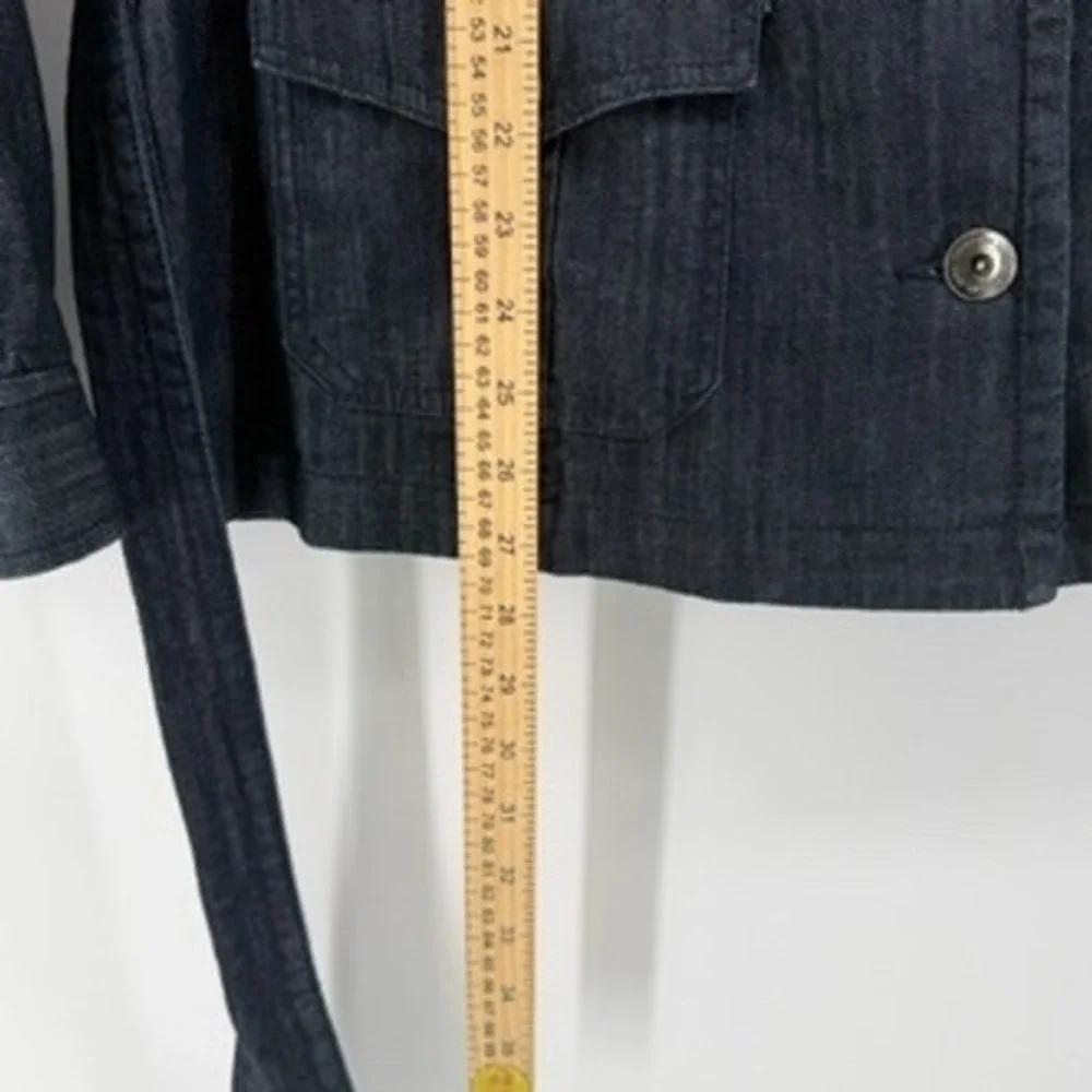 Calvin Klein Jeans Womens Jacket 2X Blue Denim‎ Belted Button Down Collared